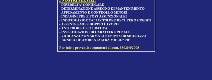 INVESTIGATORE PRIVATO CASTELLAMARE DI STABIA 3398492005
